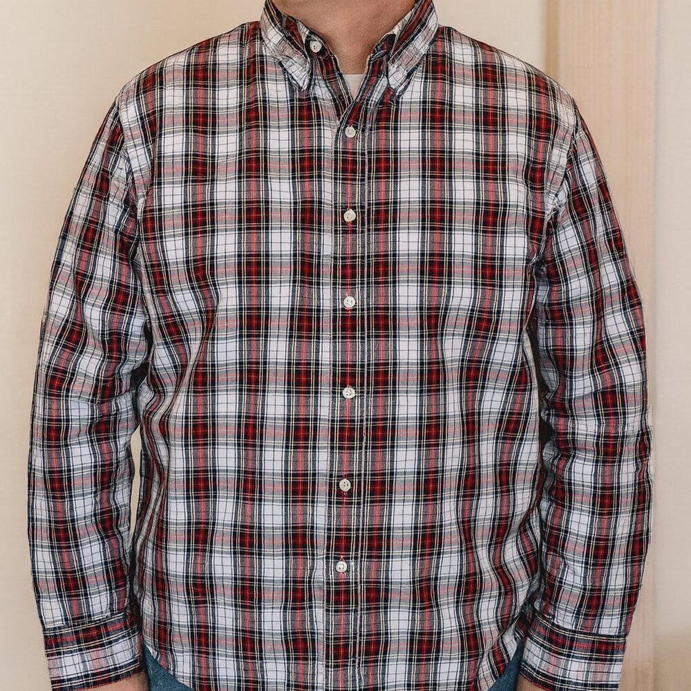 Izod Men’s Plaid Cotton Button-Down Shirt Size Large